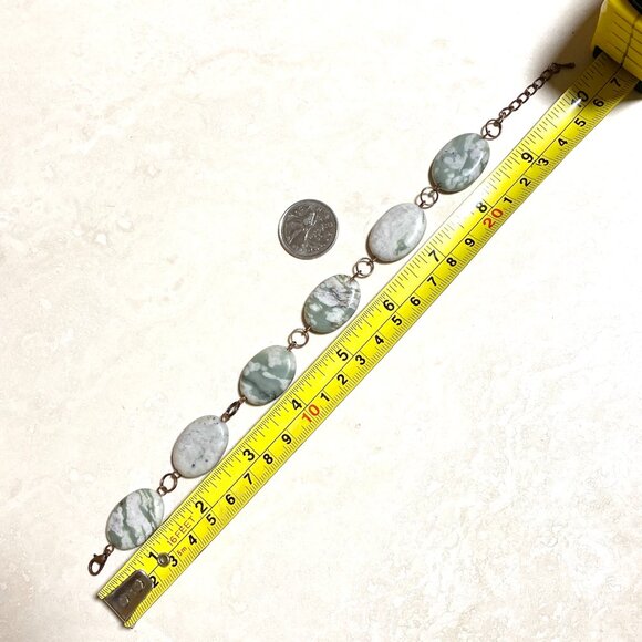 2/$20, Green Flower Agate Boho Bracelet, Large Genuine Gemstone + Copper Links - Picture 14 of 14